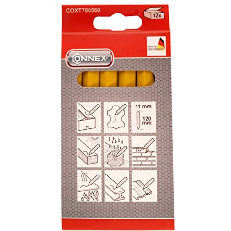Connex Signierkreide gelb - Ø 13 x 120 mm - Praktisches Set mit 12 Stück - Für Holz, Beton, Eisen, Textilien & Co. - Wetterfest & lichtecht - Sechskantform / Markierkreide / Forstkreide / COXT780560 – Bild 2