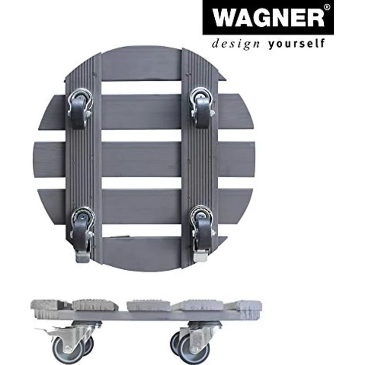 WAGNER Pflanzenroller CREO Ø 38 cm I Pflanzenroller & Blumenroller für Außenbereich + Innenbereich, grau I Kübelroller aus Holz mit 2 Total-Feststellern I Tragkraft 200 kg I Made in EU ?20086301 – Bild 7