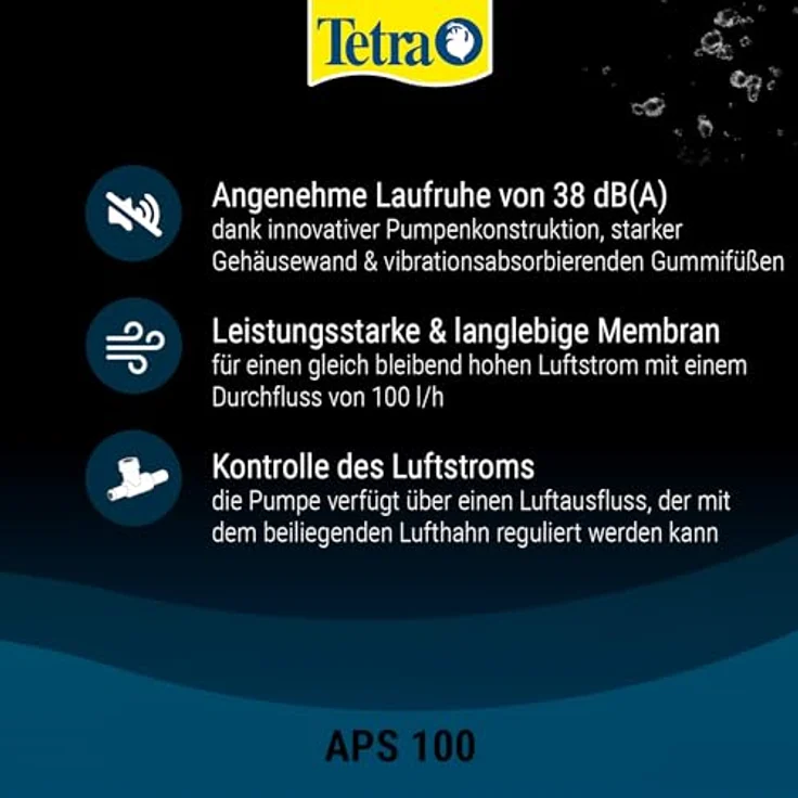 Tetra APS 100 Aquarium Luftpumpe - leise Membran-Pumpe für Aquarien von 50-100 L, weiß – Bild 4