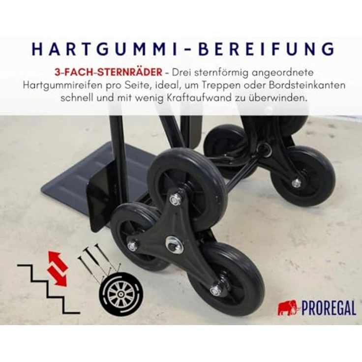 PROREGAL® Sackkarre ODIN, Traglast 200 kg, klappbar, mit Lufträdern, Blau, HxBxT 119x55x44 cm – Bild 5