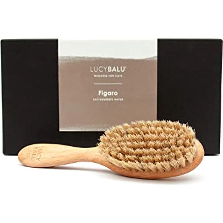 LucyBalu® Katzenbürste für Kurzhaar & Langhaar | Fellbürste für Katzen| Katzenkamm zur Fellpflege von Katzen | Tierhaarbürste für Katzen| Katzenhaarbürste mit Naturborsten & Holzgriff | geölt – Bild 2