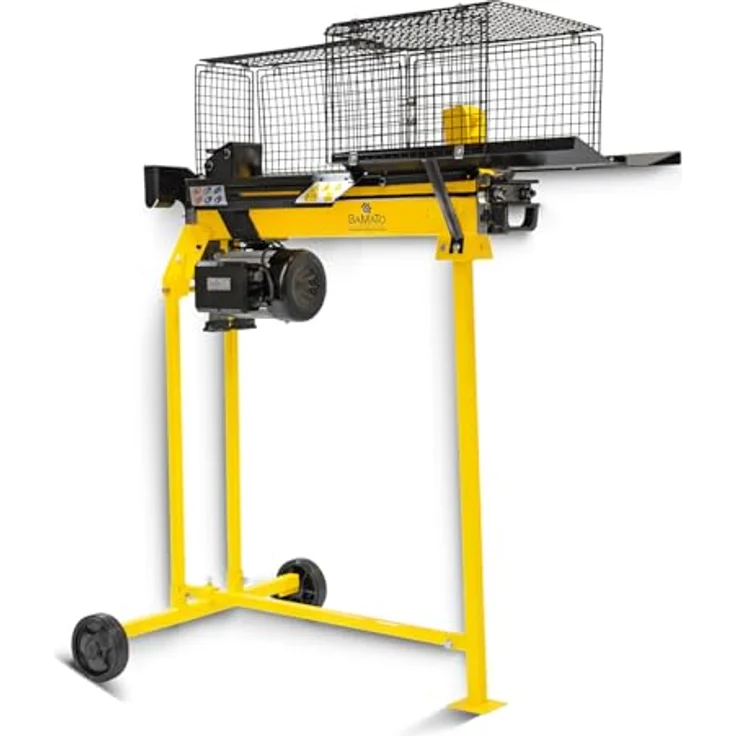 BAMATO Holzspalter HO-7E mit Elektroantrieb, 7 Tonnen Spaltkraft, 52 cm Spaltgutlänge, 25 cm Durchmesser, inkl. Untergestell, vorbefüllt mit Hydrauliköl – Bild 1
