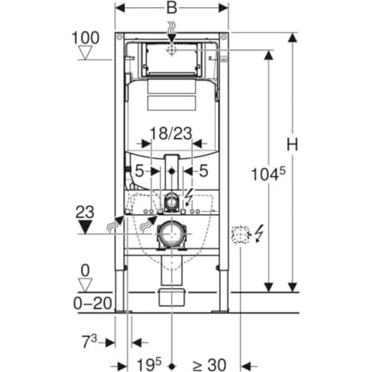 Geberit Duofix Element für Wand-WC, 112 cm, Sigma UP-Spülkasten 12 cm, kompatibel mit Duofix Systemwänden, 50 Jahre Ersatzteilsicherheit – Bild 3