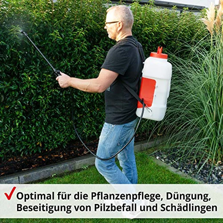 Hecht 416 Akku-Drucksprühgerät, 16 Liter mit 12V/7Ah Akku, Rucksackgurt, 2,5 bar, 160 min Laufzeit, ergonomisch – Bild 7