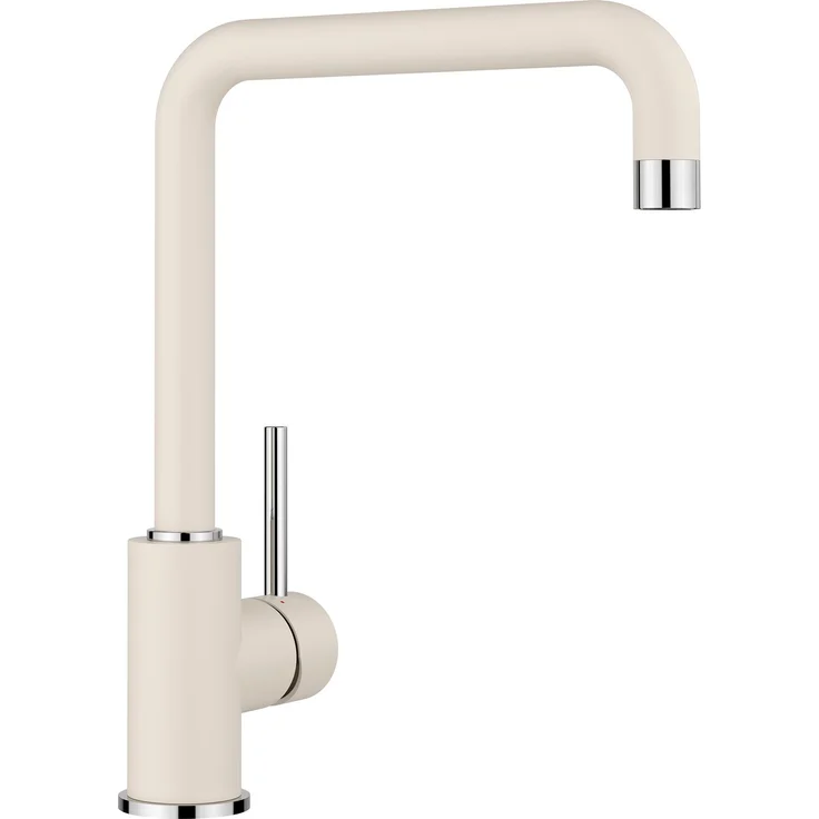 Blanco MILI Silgranit-Look Küchenmischer, softweiß, Einlochbatterie mit 360-Grad-Schwenkfunktion und 15 L/min Durchflussmenge