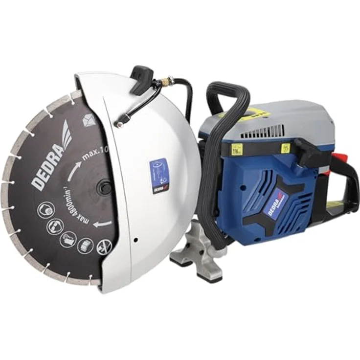 Dedra Benzinbeton- und Stahlschneidemaschine 400 mm, 4,8 kW Zweitaktmotor, Wasserkühlung, Luftkühlung, Staubschutz, robustes Design – Bild 2