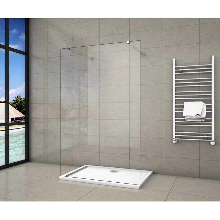 Aica Sanitär GmbH B.40xH.200cm Walk in Duschkabine, 10mm NANO ESG Glas, flexible Stabilisatoren 73-120cm, ohne Profile