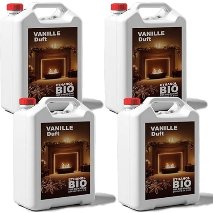 DTP-SOFT 4x5 Liter Bioethanol Premium 100% fürAlkohol für Kamin (VANILLEDUFT, 20L) - Nachhaltige Herstellung, Effiziente Verbrennung, Zertifizierte Sicherheit – Bild 1