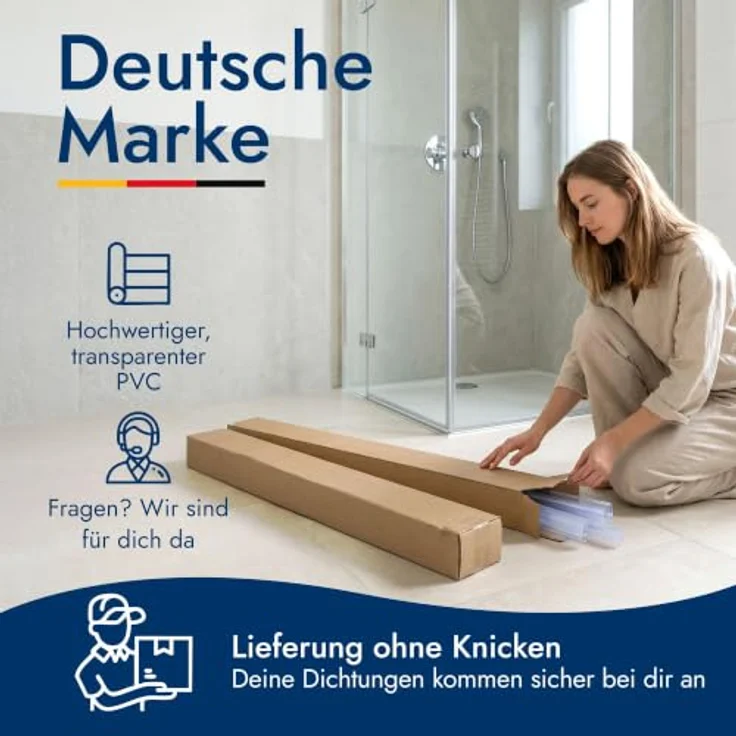 Bagnoxx Duschdichtung Anschlagdichtung, 2m, 135 Grad, PVC Duschlippe für 6mm Glasstärke, transparentes Eckprofil, einseitige Türöffnung, ideal für Duschkabinen und Badewannen – Bild 7
