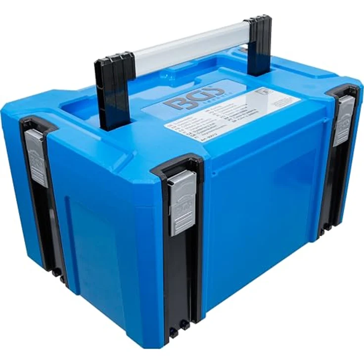 BGS TECHNIC Systemkoffer Größe L, robuster Aufbewahrungskoffer aus ABS-Kunststoff mit klappbarem Aluminium Tragegriff und 4 Schnappschlössern – Bild 1