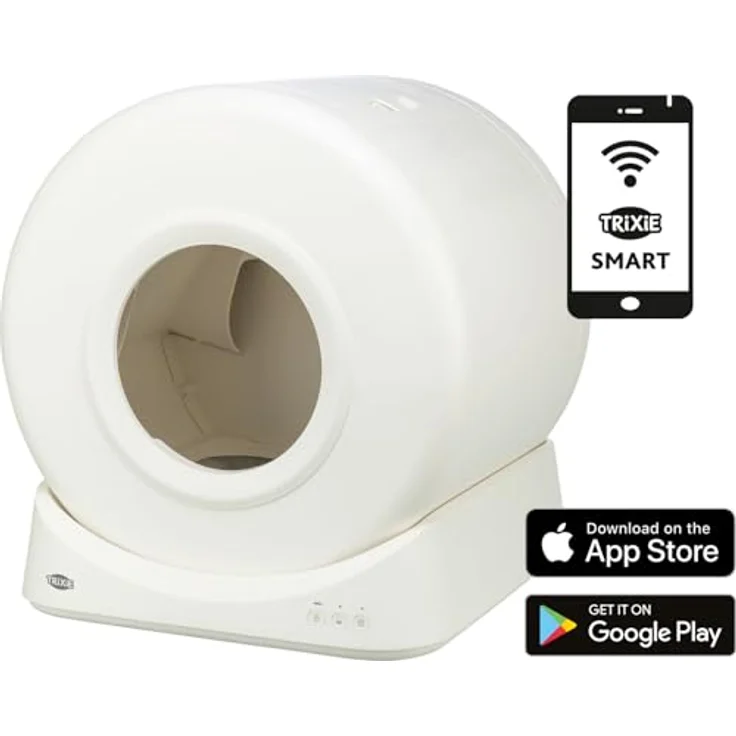 TRIXIE Smarte Katzentoilette, App-gesteuerte Katzentoilette mit Sicherheits-Sensoren, weiß – Bild 2