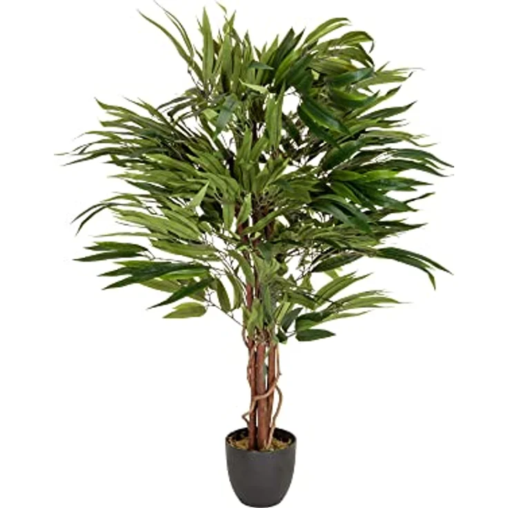 hjh OFFICE Kunstpflanze Mango Höhe 130 cm 588 Blätter große Zimmerpflanze Mangobaum Topfpflanze Baum künstlich, 871001 – Bild 1