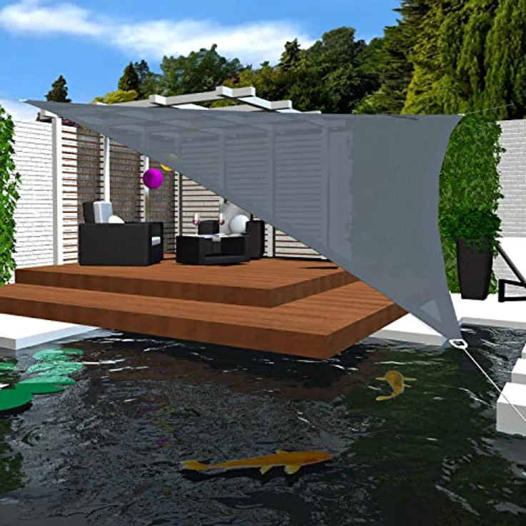 AMANKA 98% UV Schutz: 5x5x5 Sonnensegel Dreieckig Wasserdicht - Terrassendach Sonnenschutz Dreieck - Sonnensegel Garten Sonnenschutz für Trampolin Sonnensegel Pergola D Ring Dreieckig Sonnensegel Pool – Bild 3