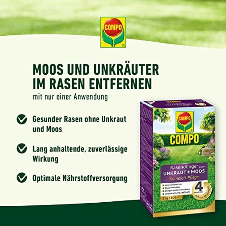 COMPO® Rasendünger gegen Unkraut + Moos, 3 kg – Bild 2