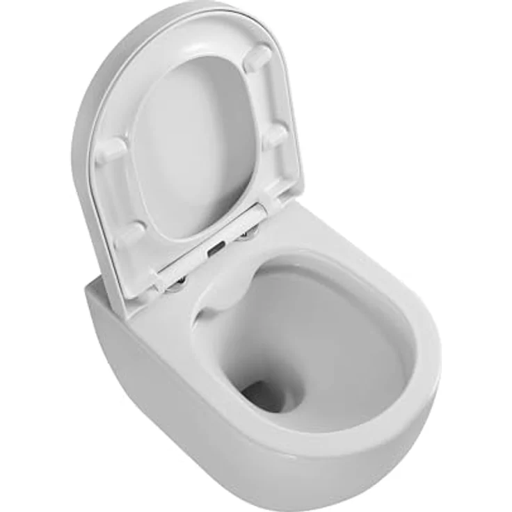 sanicomfort Stand-WC Set „Rivo“, spülrandlos mit Absenkautomatik, Tiefspüler, waagerechter Abgang, glänzend Weiß – Bild 2
