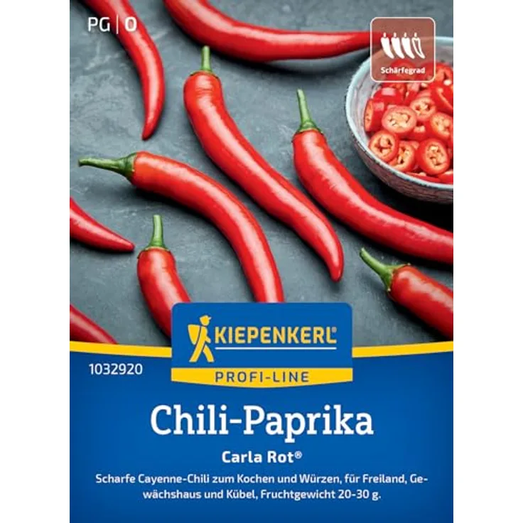 Kiepenkerl Profi-Line Chili-Paprika Carla Rot F1-Hybride, scharfe 15-20 cm lange Früchte, resistent gegen Mosaikvirus