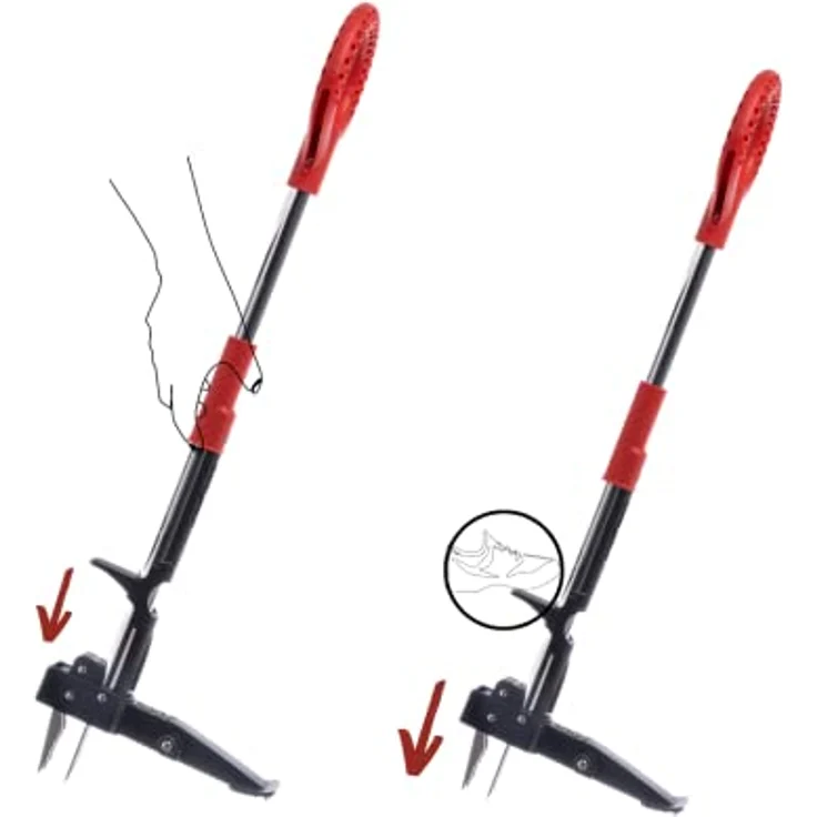 Root Slayer® Unkrautstecher Radius Garden Weeder, 100 cm Gesamtlänge, (1-tlg), Unkrautentferner mit Stiel, rote Ausführung – Bild 3