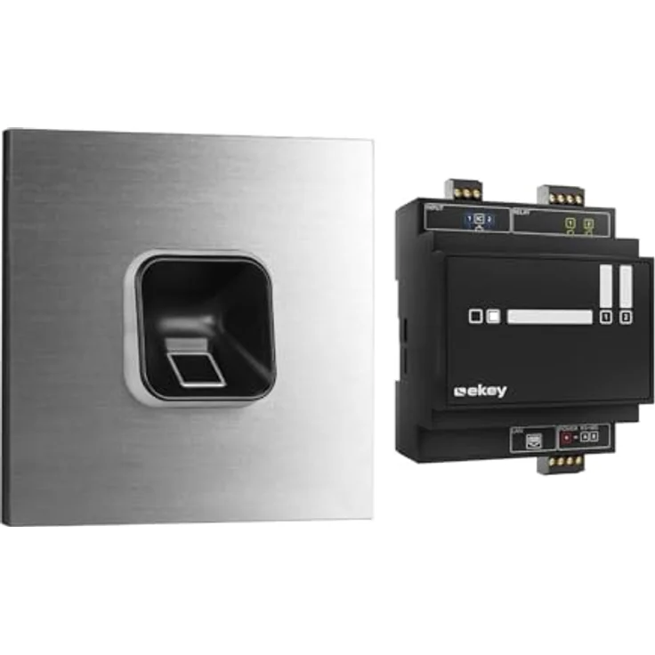 EKEY 204701 sLine Fingerprintset (Fingerprint Schwarz, Gira 106 Sprechanlagenmodul Edelstahl V4A, Controller), Biometrische Zutrittslösung für Sprechanlage Gira, 0,4 W, 12-24 V, Schwarzer Fingerprint – Bild 2
