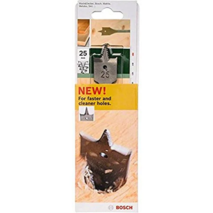 Bosch DIY Flachfräsbohrer Self Cut, Holzbohrer mit 1/4"-Sechskantschaft, Ø 25 mm, selbstzentrierende Gewindespitze, optimierte Schneidengeometrie – Bild 1
