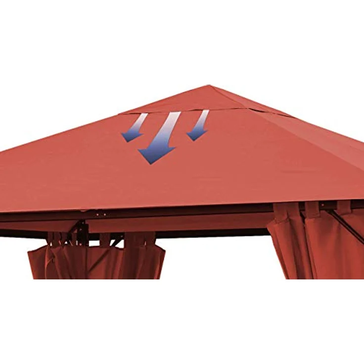 Quick Star Pavillon-Ersatzdach 3x3m, Rotorange RAL 2001, wasserabweisend, mit Lüftungsschlitzen, 180 g/m² – Bild 4