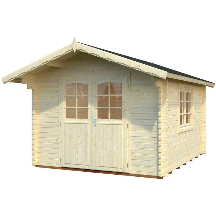 Palmako Gartenhaus Sally, 10,2 qm, Blockbohlen 44 mm, Doppeltür mit Isolierglas, braun optional