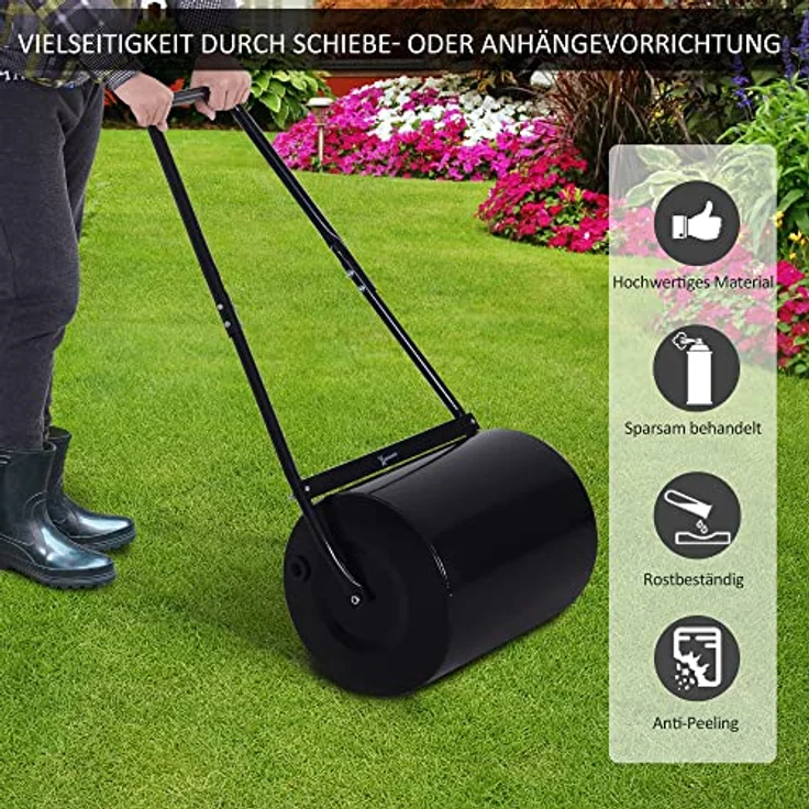 Outsunny Rasenwalze mit U-Griff, rostresistenter Stahlzylinder, 57 x 40 x 123 cm, schwarz – Bild 5