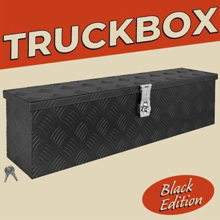 Trucky Deichselbox D035, schwarze Aluminium Werkzeugbox mit abschließendem Deckel, 79 x 21 x 22 cm, wasserdicht und transportabel – Bild 2