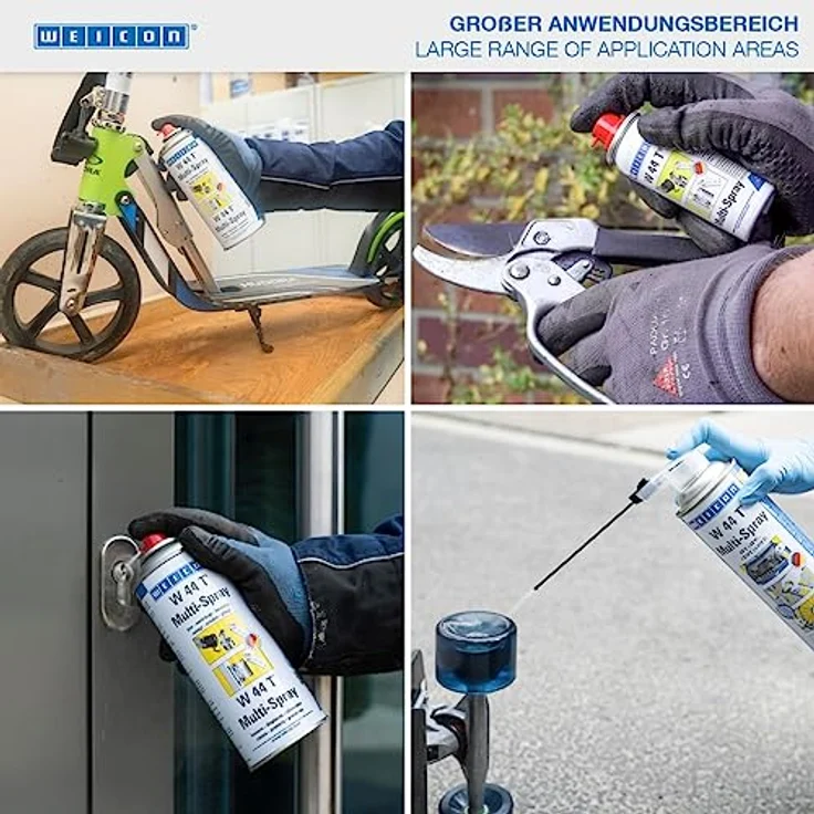 WEICON W 44 T Multi-Spray 200 ml | Multifunktionsöl | 1 Spray, 5 Funktionen | Kriechöl, Rostlöser, Korrosionsschutz, Schmiermittel, Pflegespray, Farblos – Bild 2
