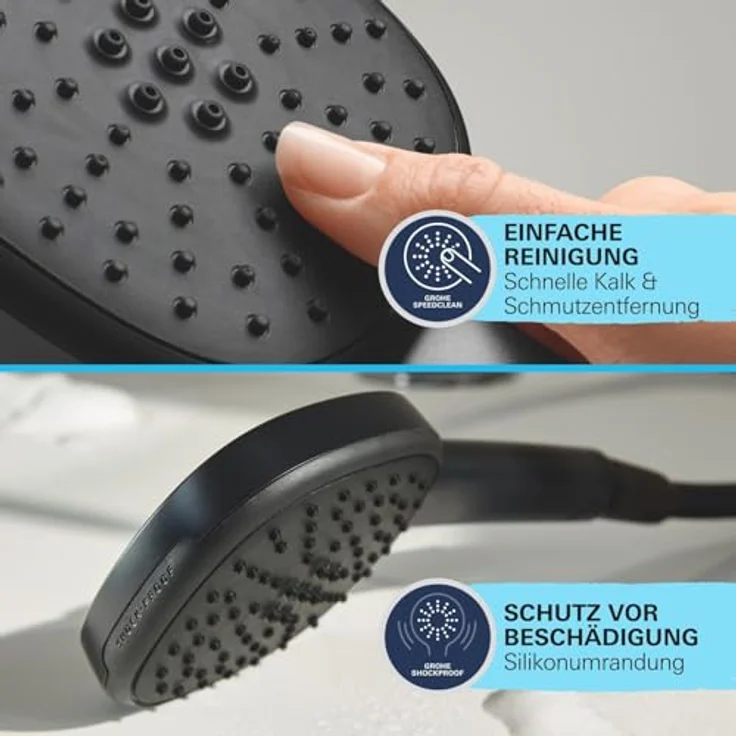 Grohe Vitalio Comfort 110, Duschbrause Schwarz matt mit 2 Strahlarten und Quickfix Installation – Bild 6