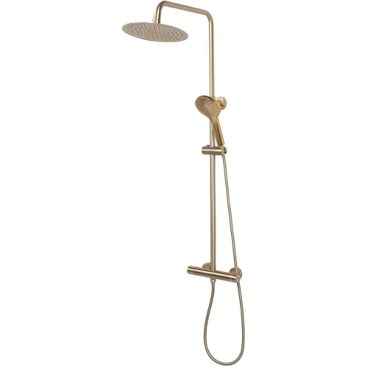 wohnwerk.idee Duschsystem Duschgarnitur mit Thermostat Gold Matt Gebürstet, 2 Strahlart(en) – Bild 5