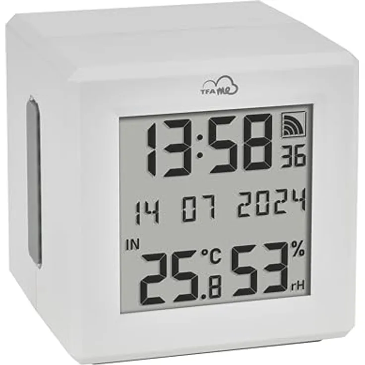 TFA Dostmann WLAN Gateway TFA.me ID-01 35.8103.02, Empfangseinheit für Temperatur- und Luftfeuchtigkeitsmessung, mit integriertem Display und fünfkanaliger Funkempfangsfunktion