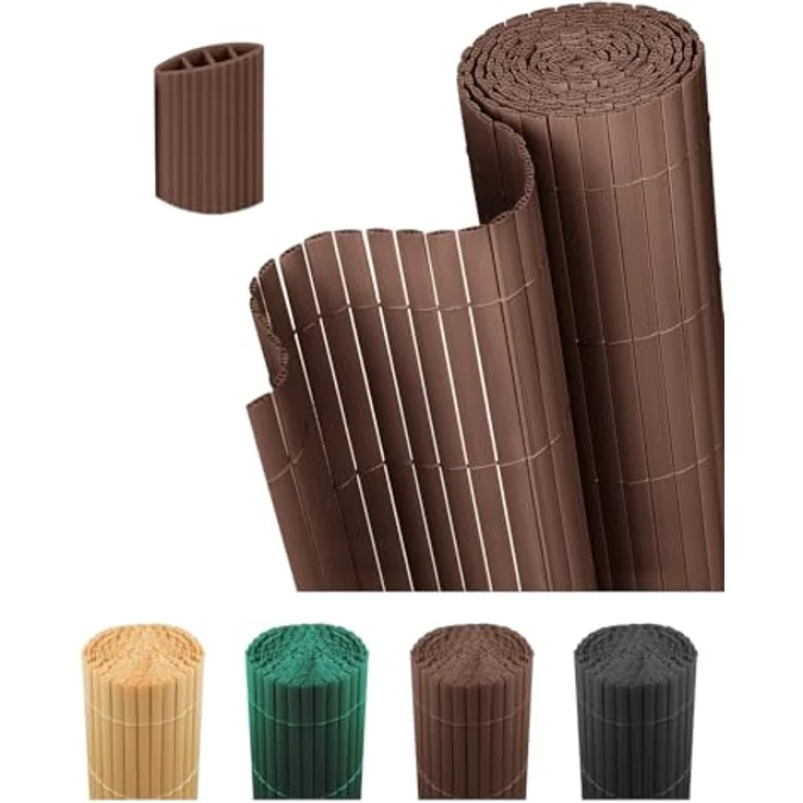 paramondo PVC Sichtschutzmatte 60 x 500 cm, Dreifache Verstärkung für Garten und Terrasse, wetterfest mit strukturierter Oberfläche, Braun – Bild 1