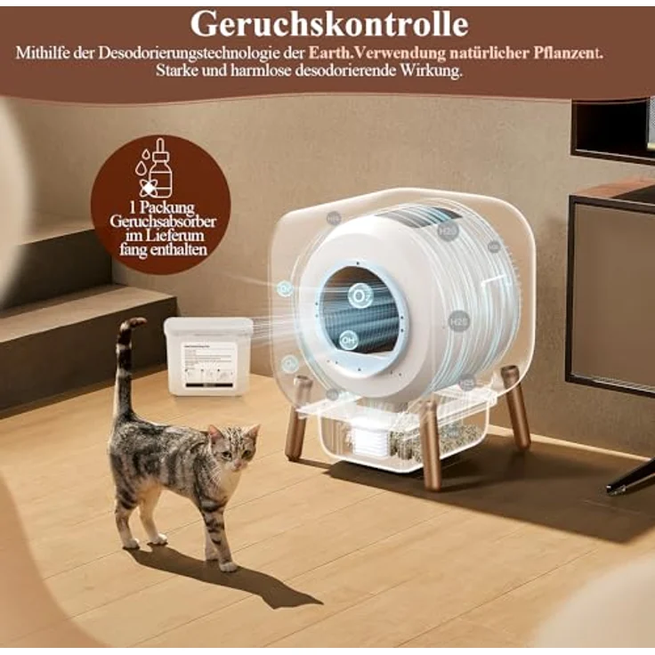 PAWBBY P1 Ultra Katzenklo Selbstreinigend, Selbstreinigende Katzentoilette, TÜV-Zertifizierung Bestanden, Anti-Klemm-/Pflanzendesodorierendes Design, App-Steuerung, Extra Groß für Mehrere Katzen – Bild 4