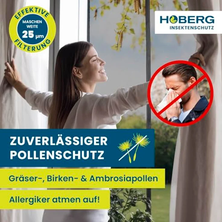 HOBERG Insekten- & Pollenschutzvorhang | Fliegengitter Tür mit XXL-Magnetbändern | Insektenschutz für Balkontür | Pollenschutzgitter – 80 x 210 cm – Bild 2