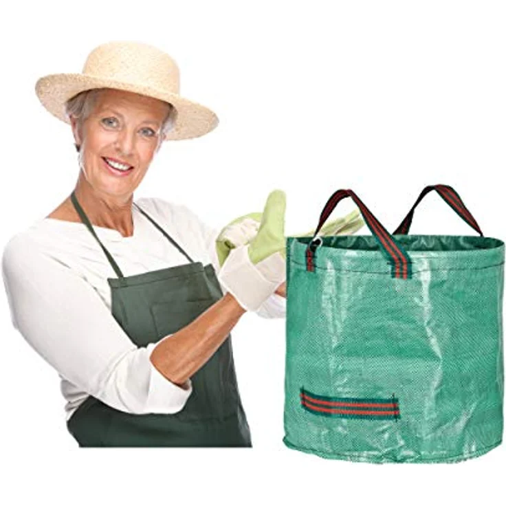 GardenMate 3x Gartensack 60l, reißfeste Polypropylen-Abfallsäcke mit Verstärkungsring, faltbar, schwarz – Bild 2