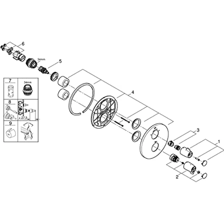 GROHE Grohtherm Special - Thermostat- Wannenbatterie, 2-Wege-Umstellung, Fertigmontageset, verdeckte Befestigung, chrom – Bild 4