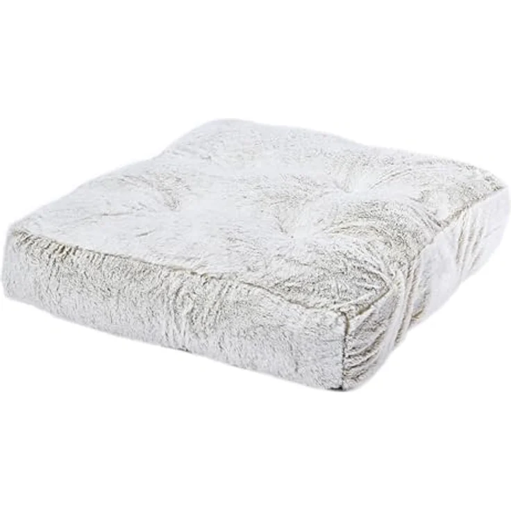 Dehner Lieblinge Kuschelkissen Chichi, Hundekissen/Katzenkissen flauschig, ca. 90 x 90 x 20 cm, Größe L, Polyster/Polypropylen, weiß – Bild 1