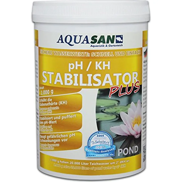 AQUASAN Gartenteich pH/KH Stabilisator Plus (Stabilisiert den KH-Wert und pH-Wert - Sorgt dabei für lebenswichtige und stabile Wasserwerte im Gartenteich), Inhalt:1 kg