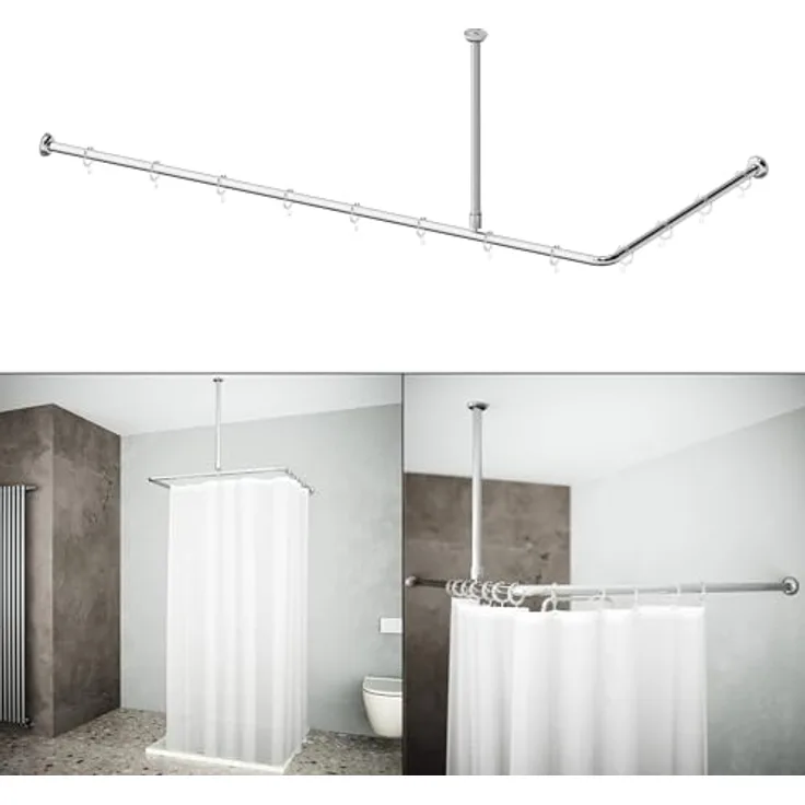 Aquabad® Hastaflex Vario Duschvorhangstange, vielseitig einstellbar in silber
