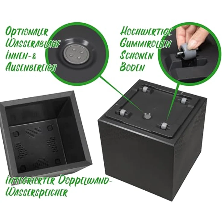 ONDIS24 Pflanzkübel Caro 40, Blumenkübel in Beton Optik mit 36L Volumen, frostsicher, UV-beständig und mit Rollen, 100% recycelter Kunststoff – Bild 3