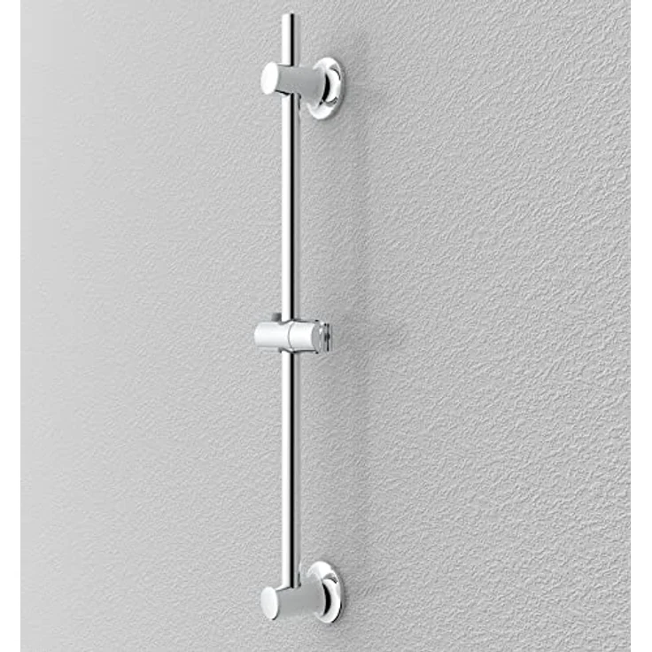 WENKO Duschstange ohne Bohren, Brausestange zur Befestigung mit Spezial-Klebepad, aus rostfreiem Edelstahl mit Halterung für Handbrausen, verschiebbarer Wandhalter, (B/T x H): Ø 2,2 x 70 cm, Chrom – Bild 5