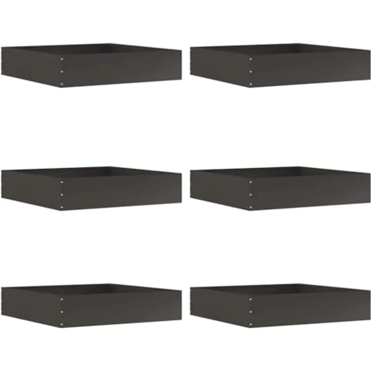 vidaXL Raseneinfassung 6er Set, Modern schwarze Metallkante aus Stahl, 60 x 60 x 13 cm, strapazierfähig für Garten und Terrasse – Bild 1