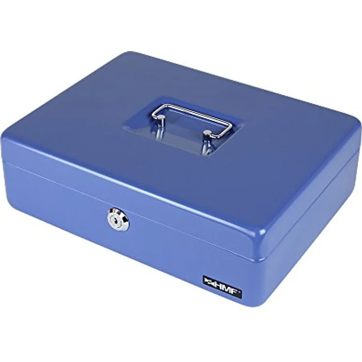 HMF 10015-05 Geldkassette Geldzählkassette 30 x 24 x 9 cm, Blau, mit Euro-Münzeinsatz und Sicherheitszylinderschloss – Bild 4