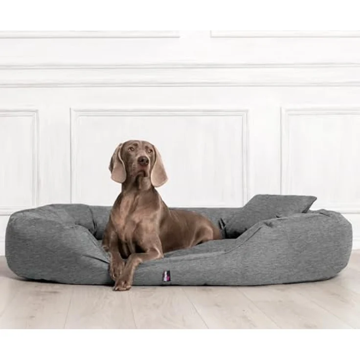 tierlando® Orthopädisches Hundebett Sammy – Robustes Polyester, Größe L–XXXXL, waschbares Hundesofa für große Hunde (XXL 140 cm, Leinenlook Dunkelgrau) – Bild 3
