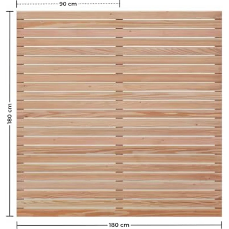 MEGA HOLZ Sichtschutzzaun Rhombus DIY, Lärche Natur, 180x180 cm, variabel in Höhe und Breite, stabile Lamellenstruktur – Bild 6