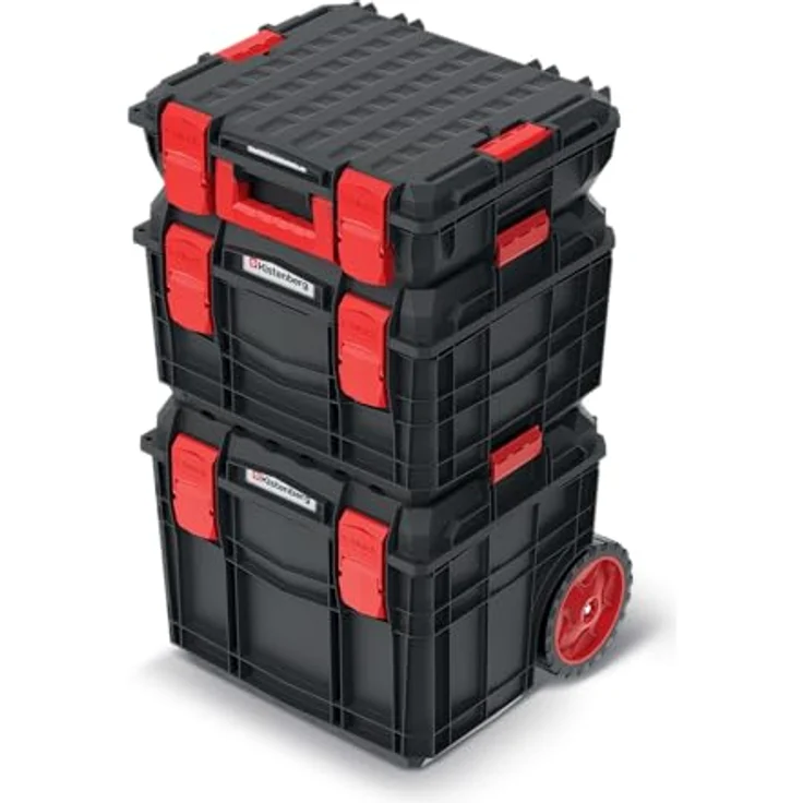 Prosperplast Werkzeugkoffer Kistenberg Set C Block Pro KXCS454080, 3 Werkzeugkisten mit individueller Trennwandgestaltung, staub- und wasserdicht, tragfähig bis 100 kg – Bild 1