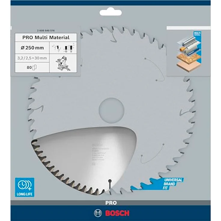 Bosch Professional Zubehör 2608640516 Kreissägeblatt Multi Material 250 x 30 x 3,2 mm, 80 – Bild 2