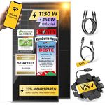 Solakon 1150W Balkonkraftwerk 800W - Photovoltaik Komplettanlage 575W Solarmodule, upgradebarer Wechselrichter 1000W, 5m Kabel