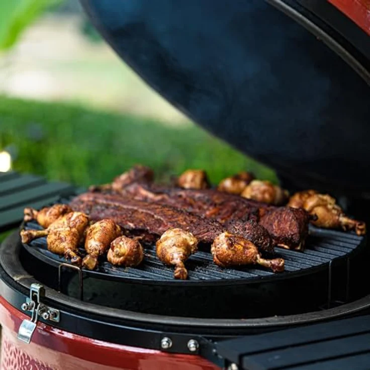 KamadoJoe Big Joe II Holzkohlen Holzkohlegrill, Rot, Ø 61 cm – Bild 3