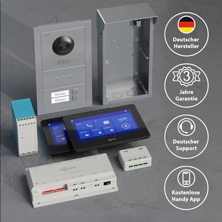 Goliath Intercom Video-Türsprechanlage Basic-Line, 2-Familienhaus, 7-Zoll HD Monitor in Weiß/Schwarz, Silber/Anthrazit, 2-Draht Technologie, WLAN-fähig, SD-Kartenslot bis 64 GB – Bild 6